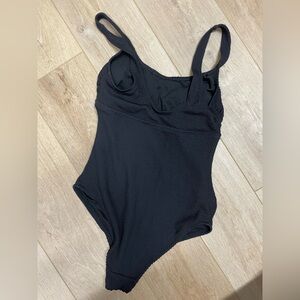 Black Textured One-Piece Maternity Swimsuit